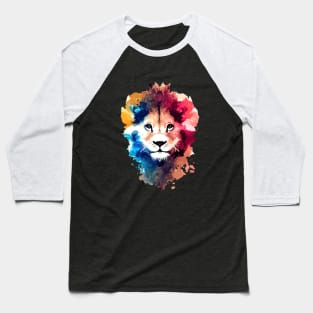 Lion Wild Nature Animal Colors Art Paint Baseball T-Shirt